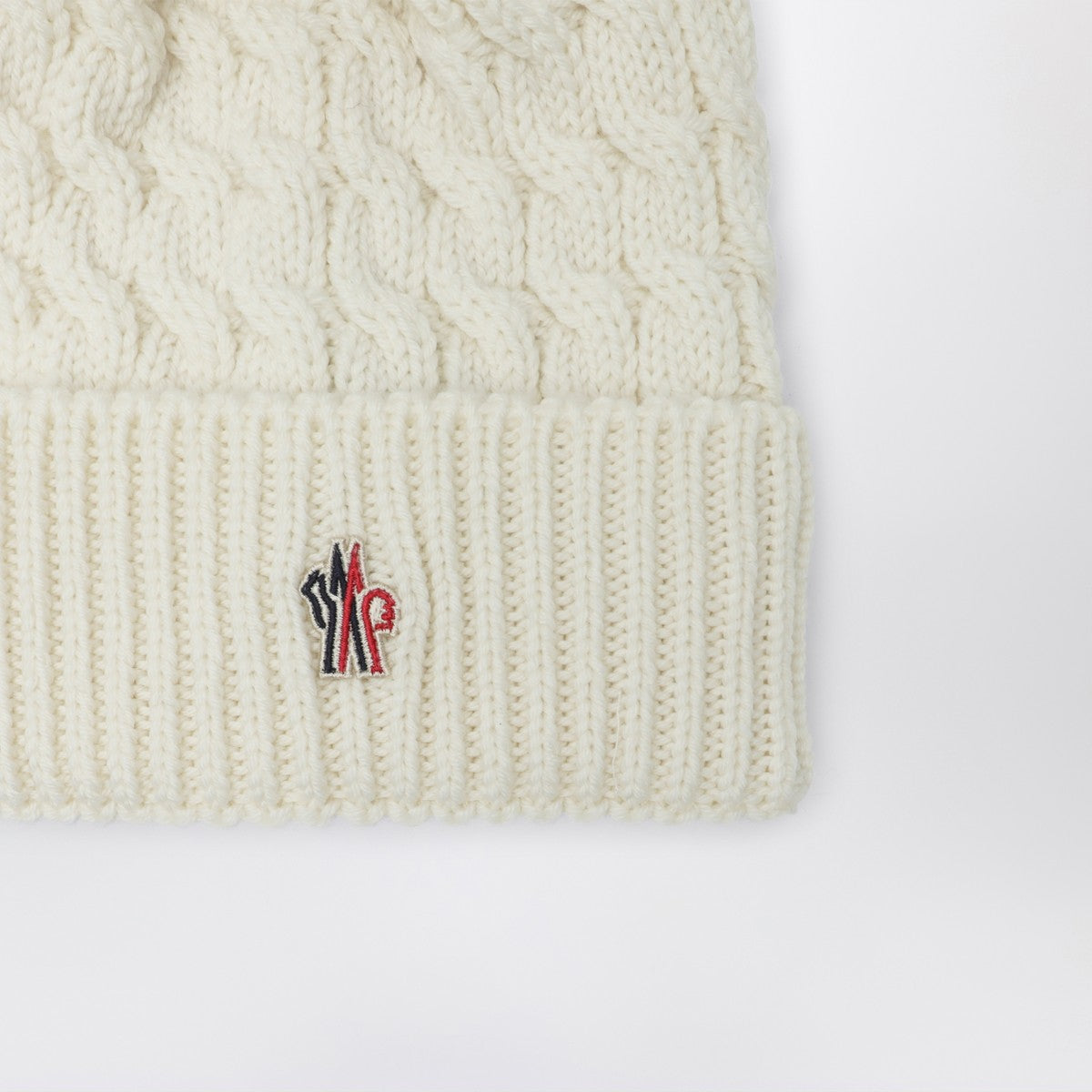 Moncler Grenoble White wool hat with pom pom